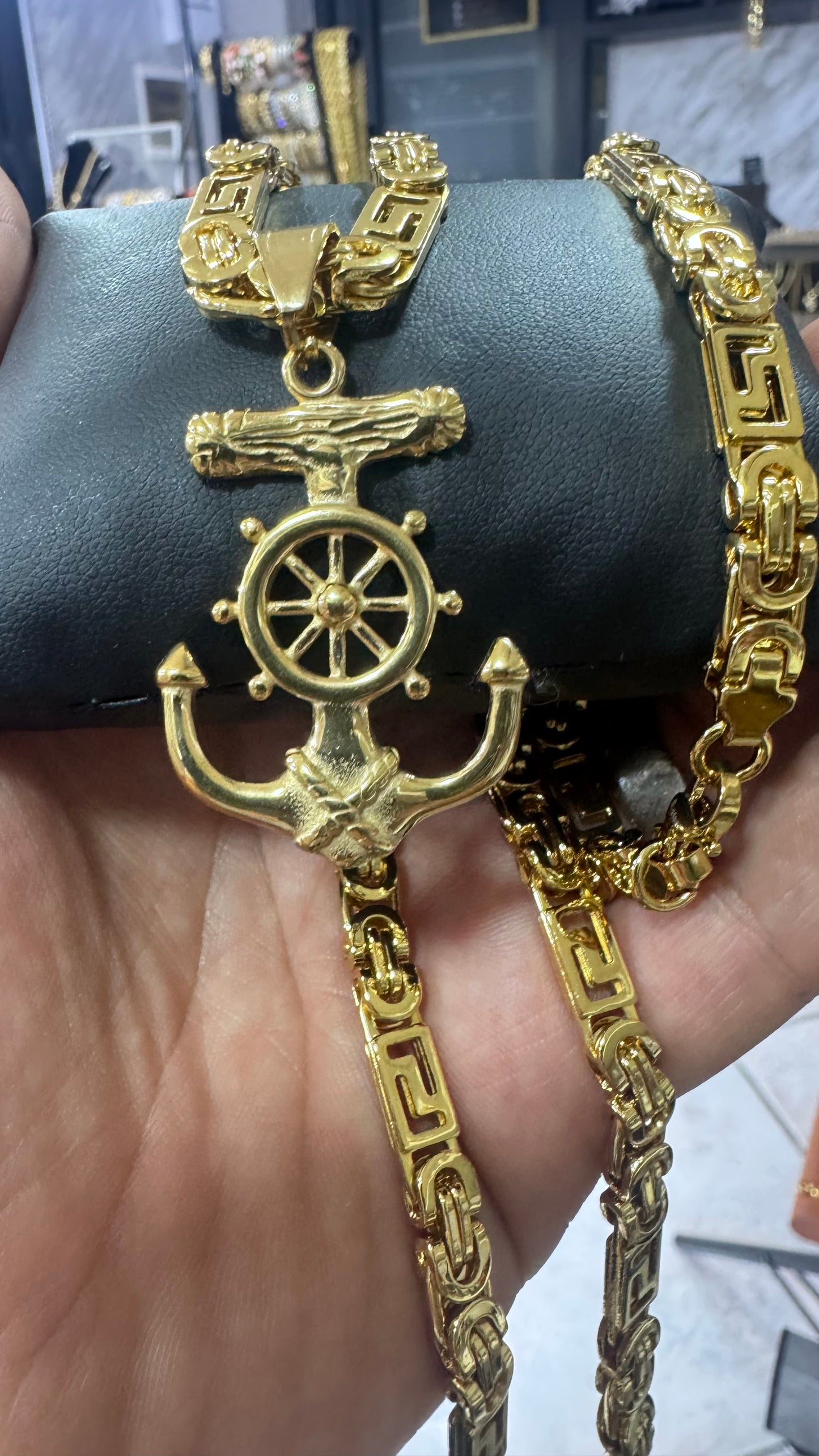 Combo Kit ancora greca acciaio oro *259