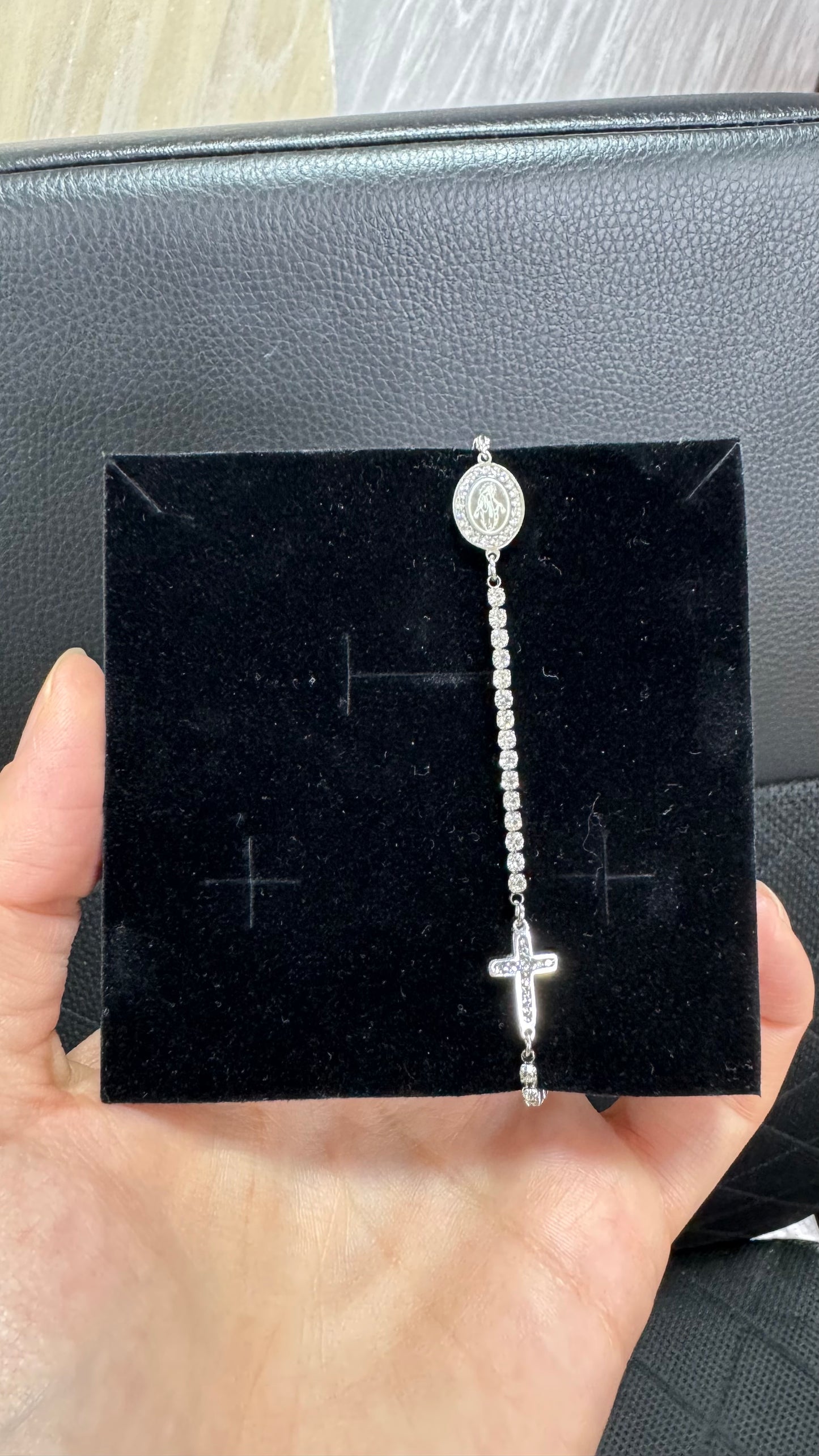 Bracciale tennis a rosario acciaio *36