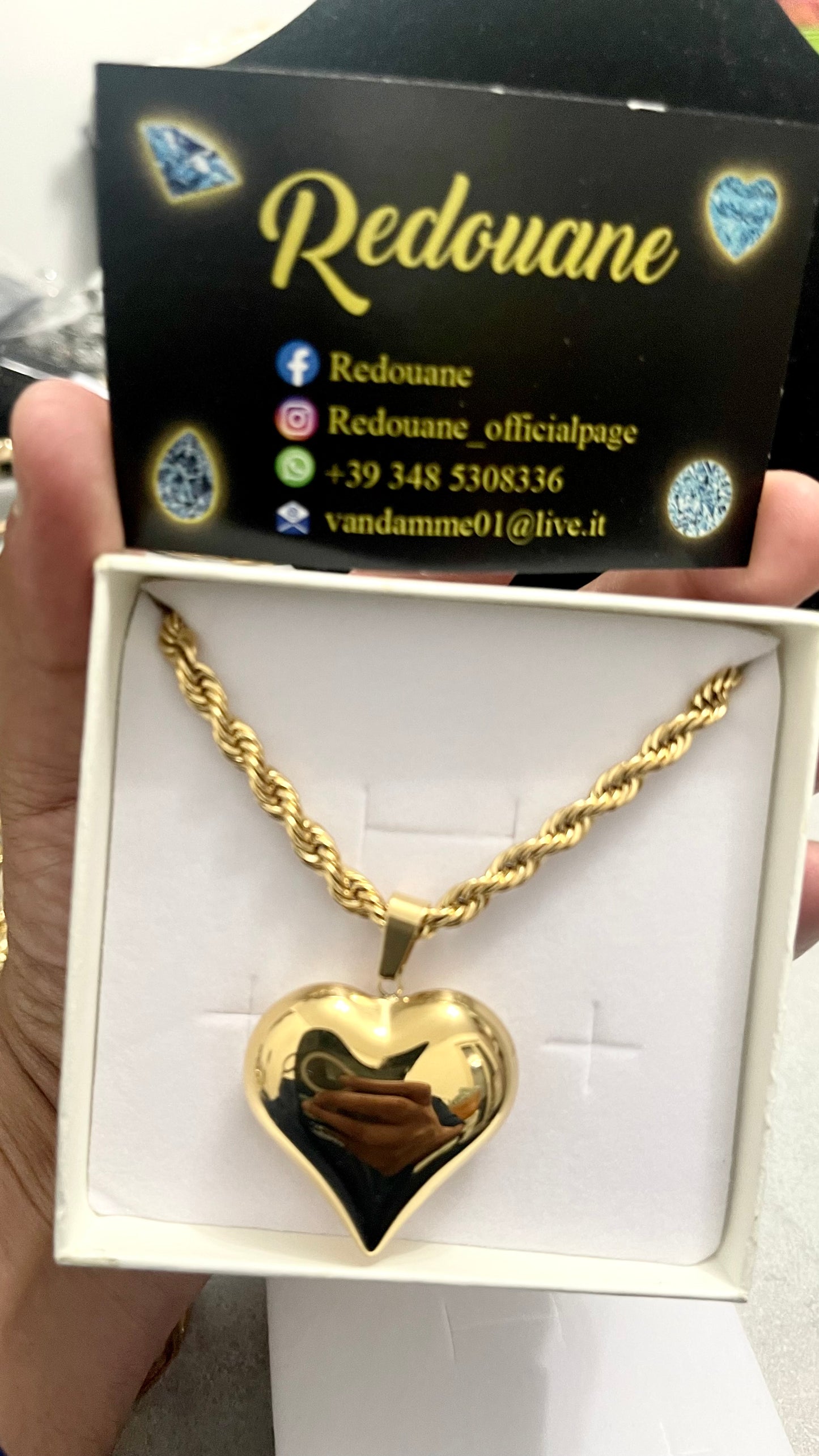 Collana con cuore bombato donna*03