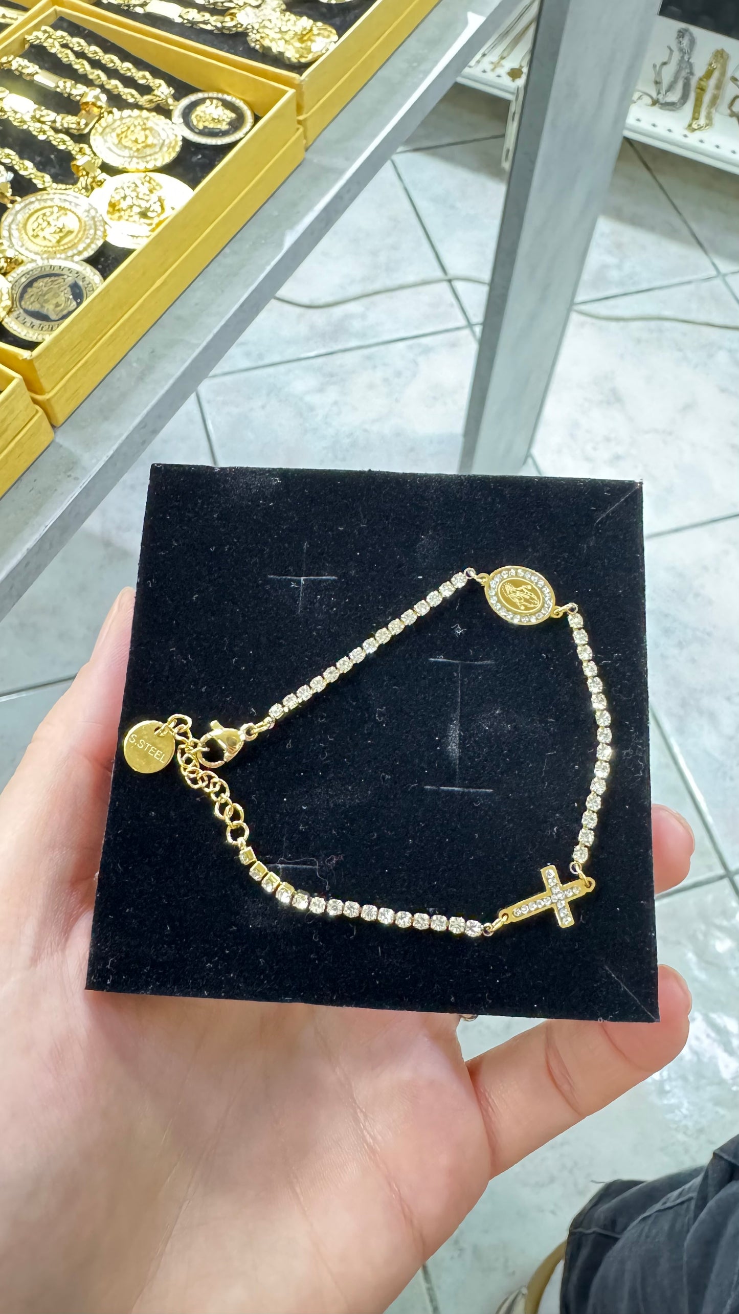 Bracciale tennis rosario acciaio *35