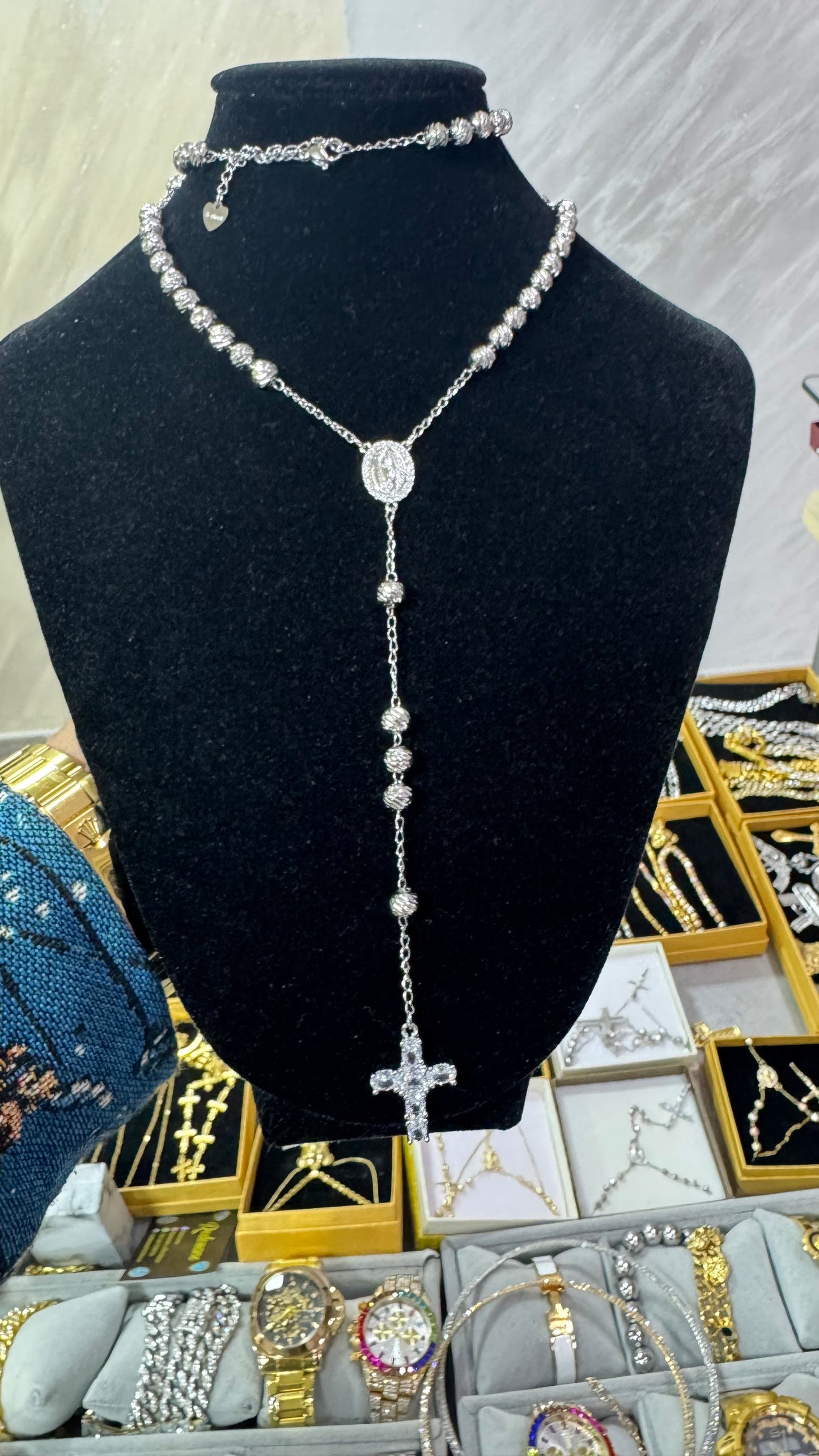 Rosario martellato silver acciaio *34