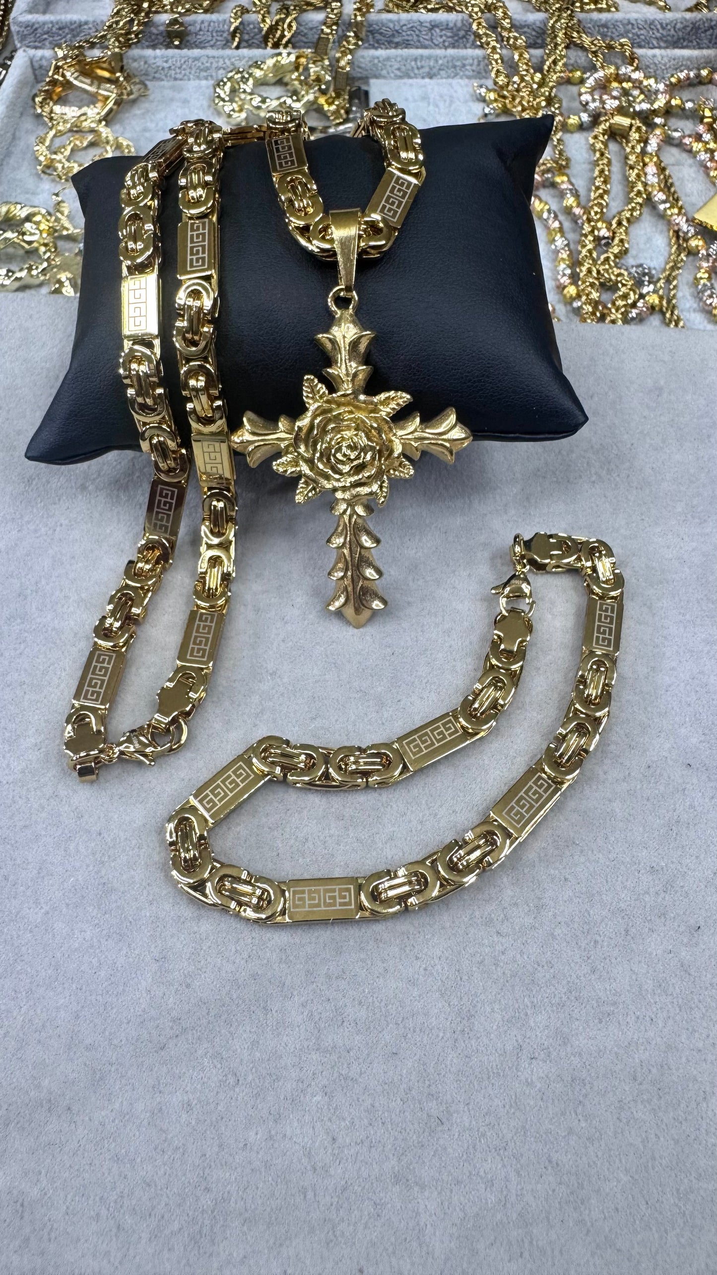 Combo kit piastra croce Rosa acciaio oro  *267