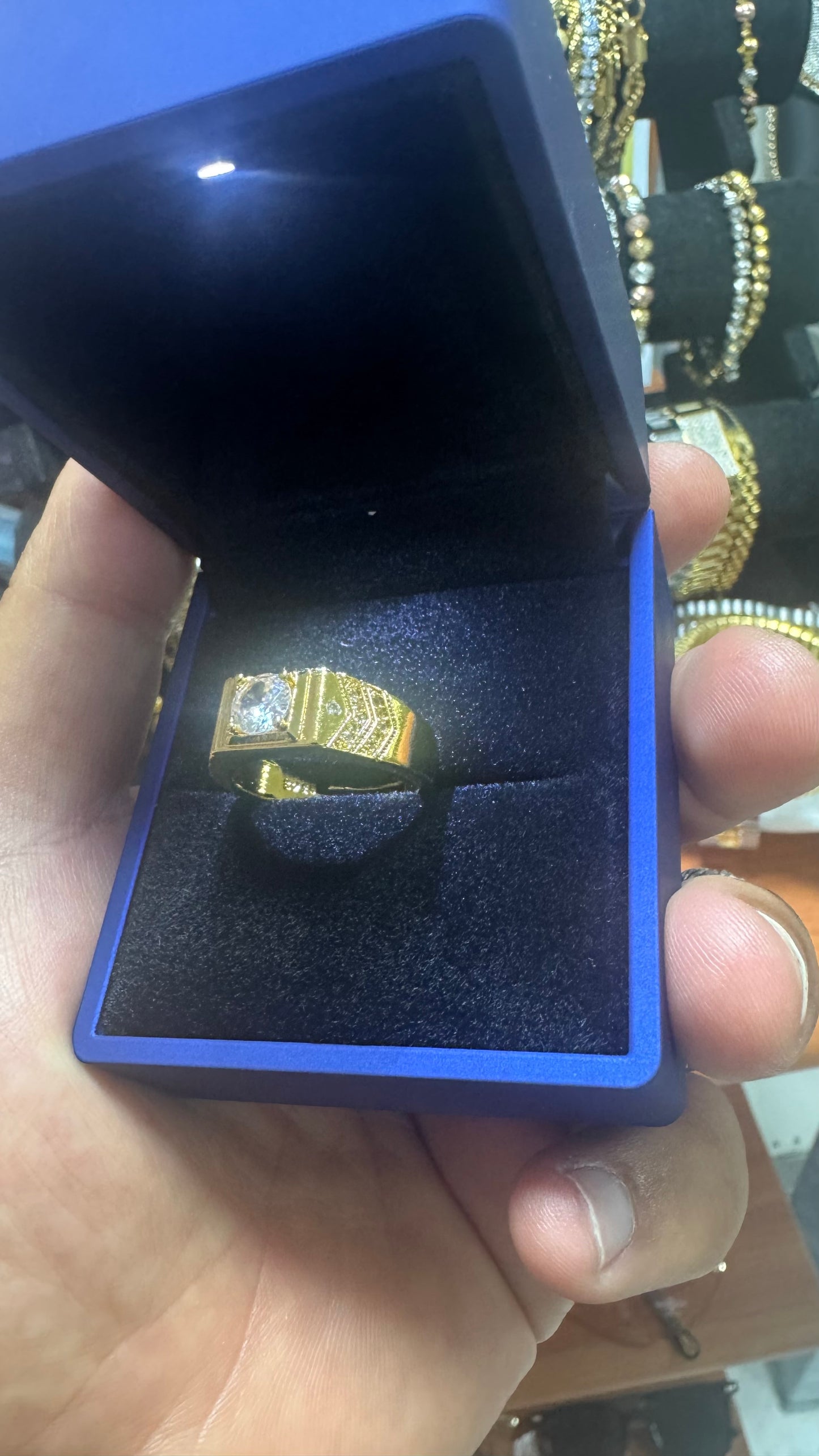 Anello solitario argento oro *58