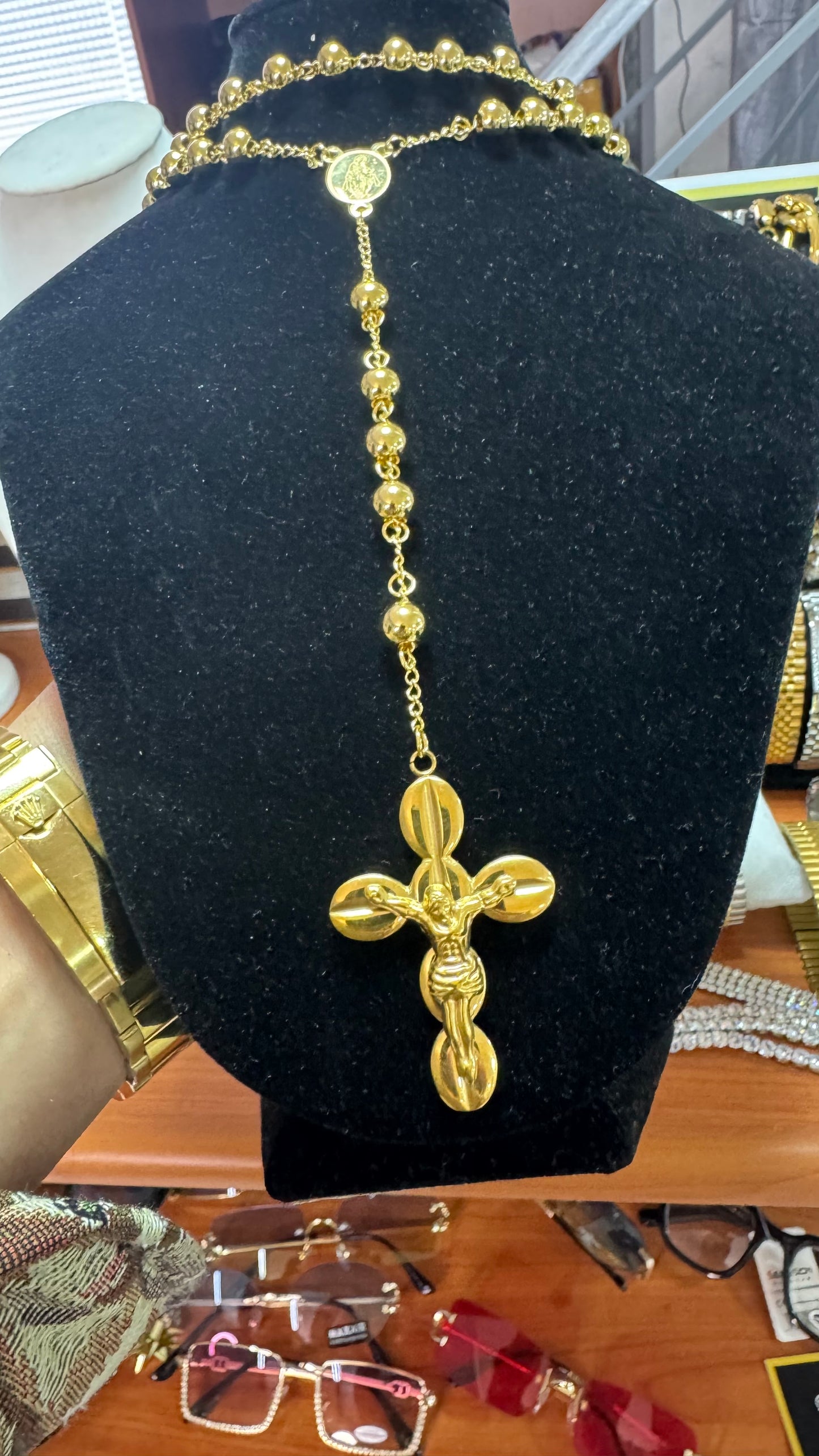 Rosario acciaio oro *20