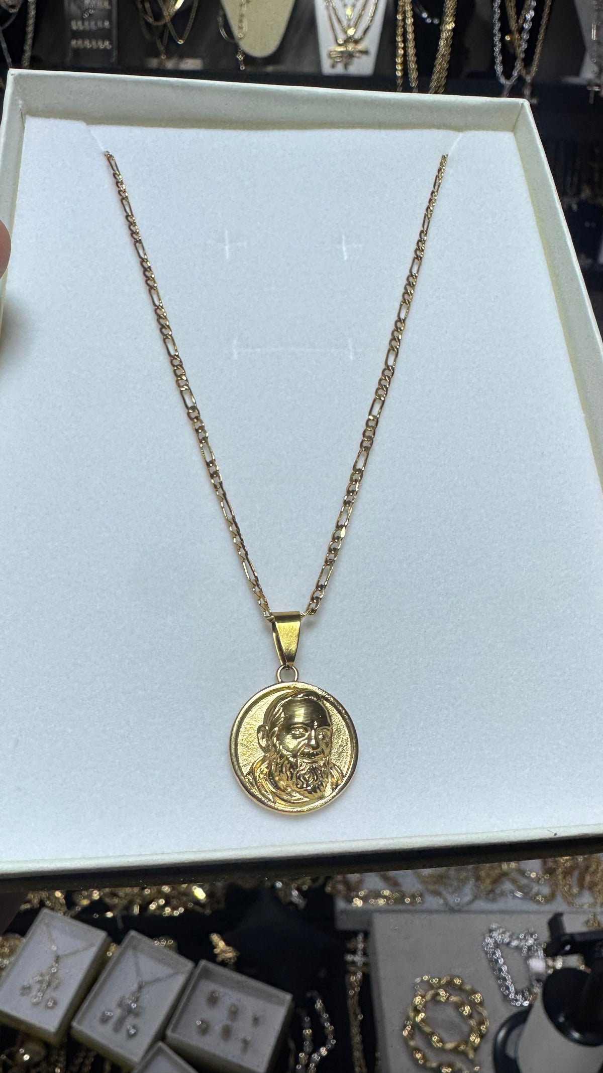 Collana con padre pio acciai oro *5747