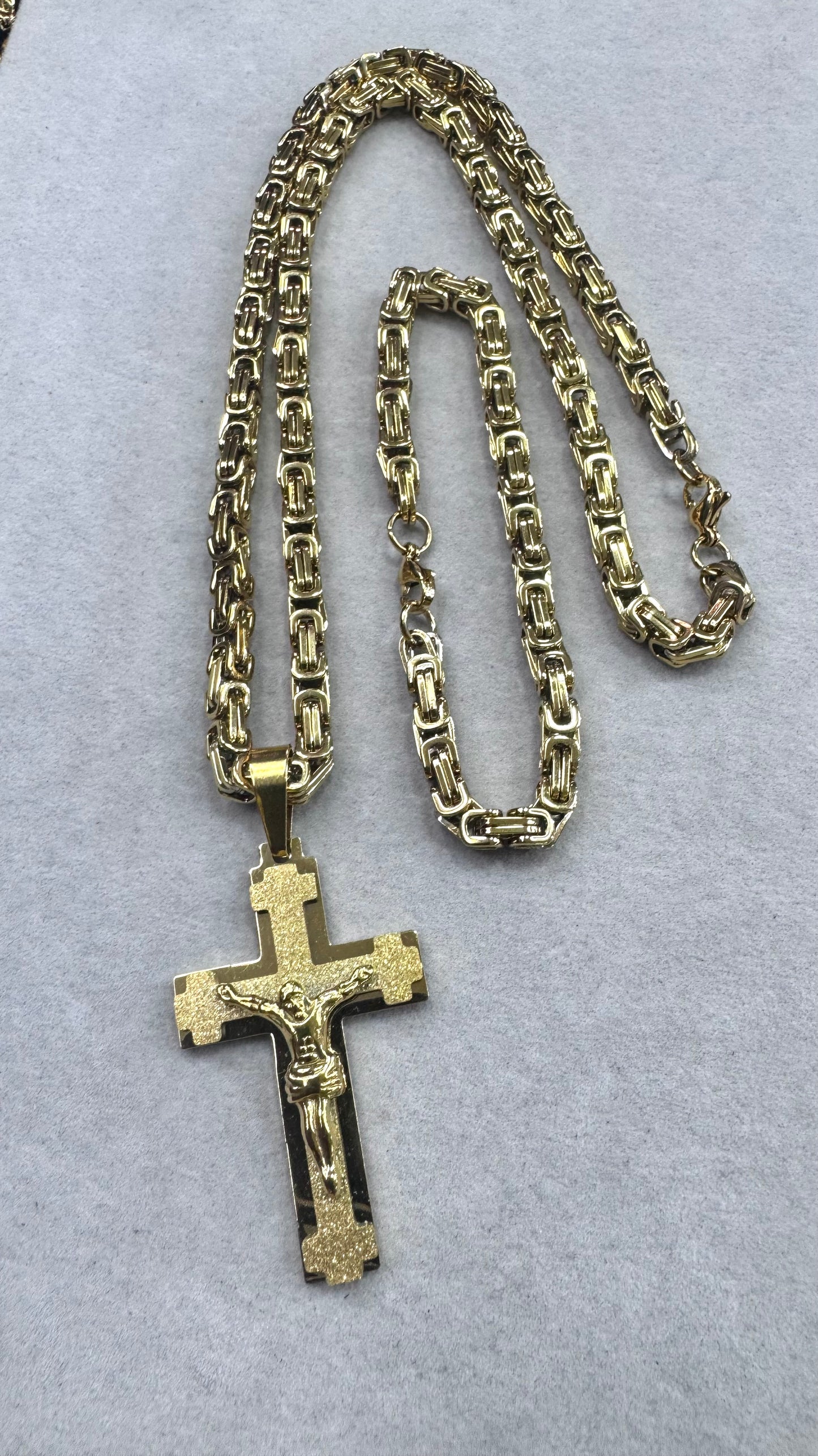 Combo Kit croce satinata acciaio oro *242