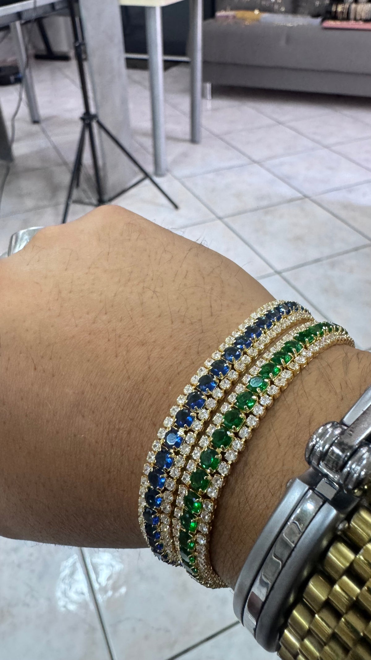 Bracciale tennis triplo filo ottone unisex *4675