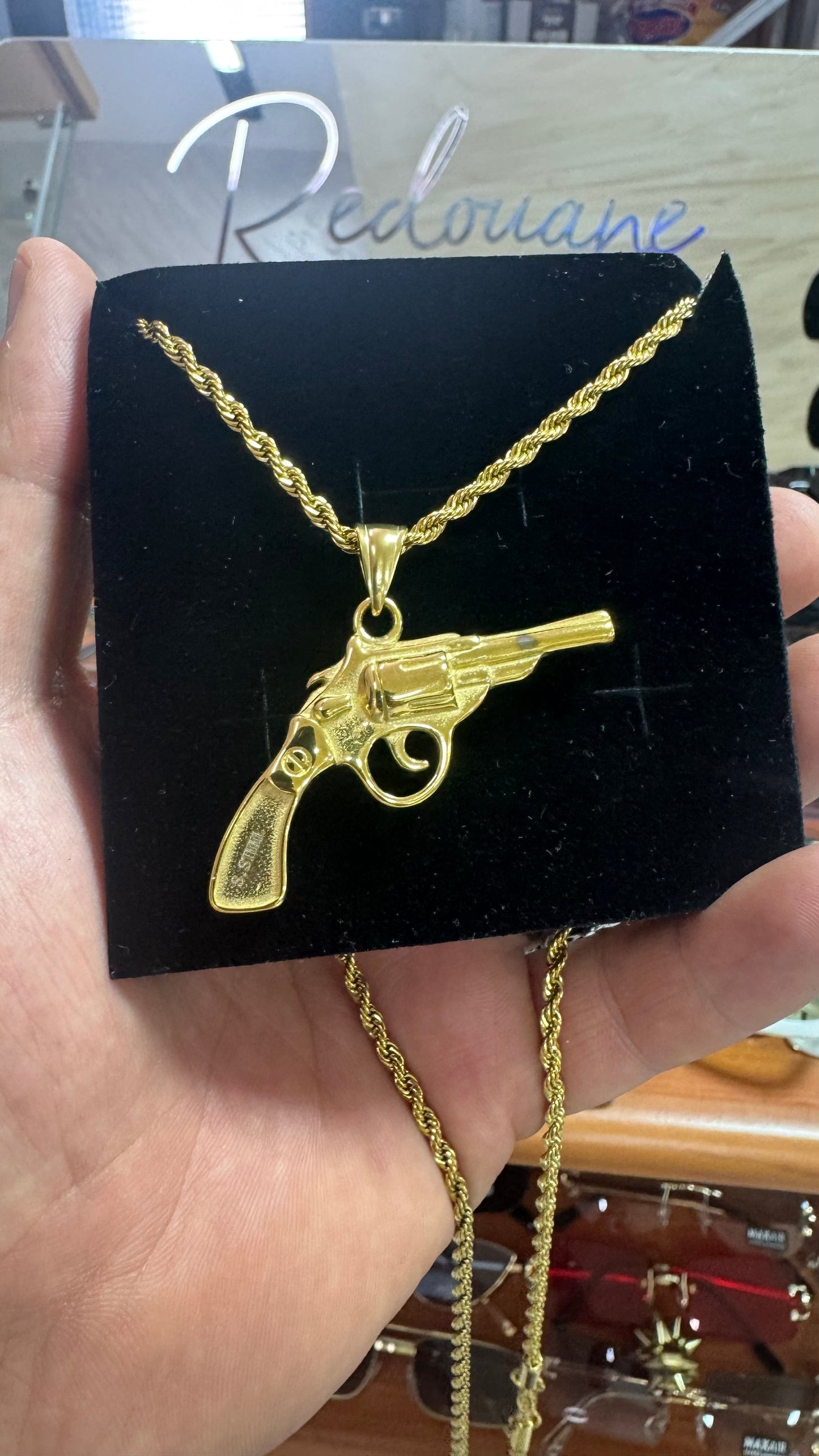 Collana con ciondolo acciaio oro *70
