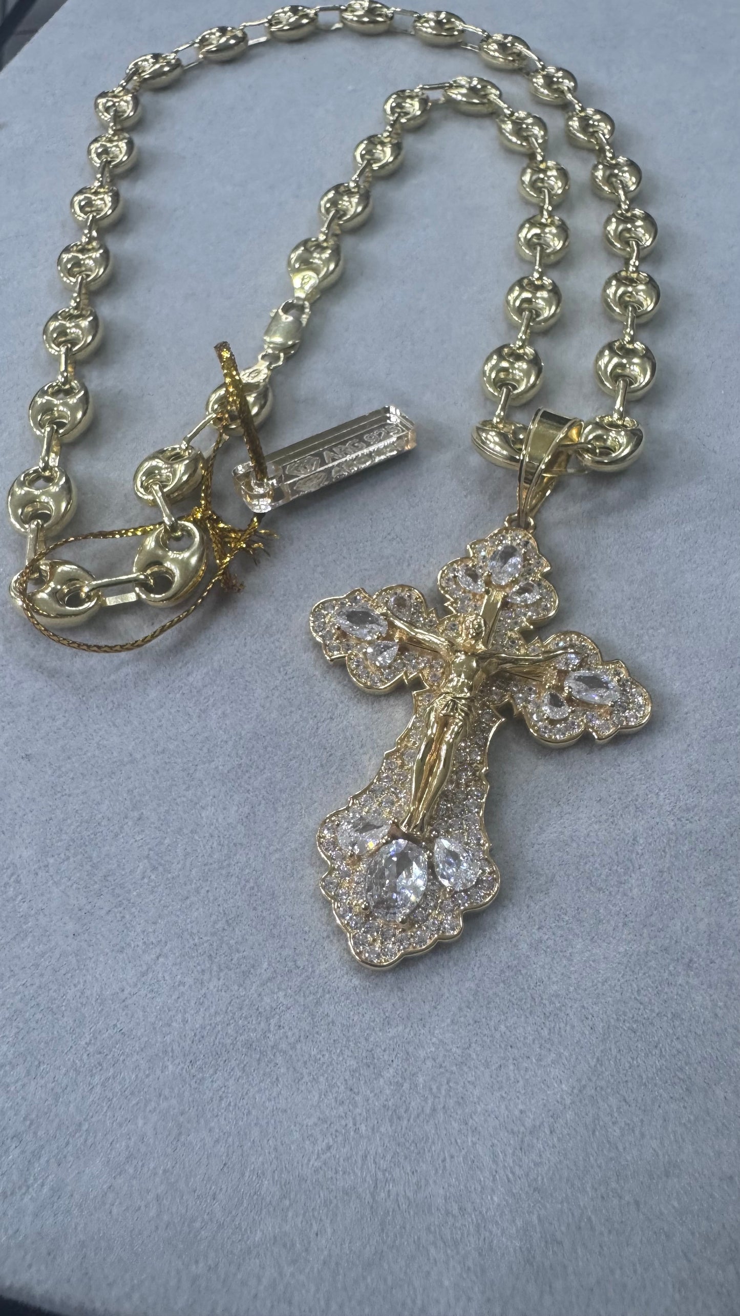 Collana marina 9 mm con croce Rio argento 925 *445