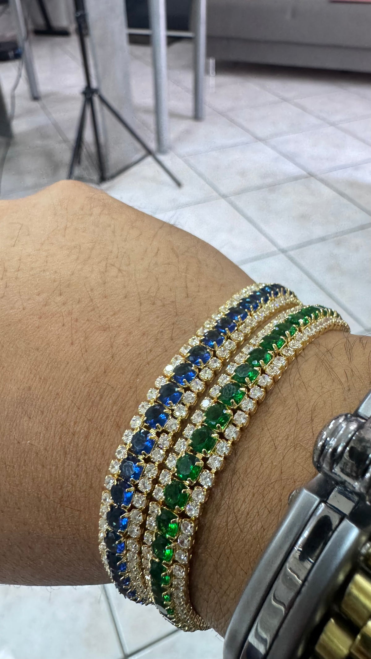Bracciale tennis triplo filo ottone unisex *4675