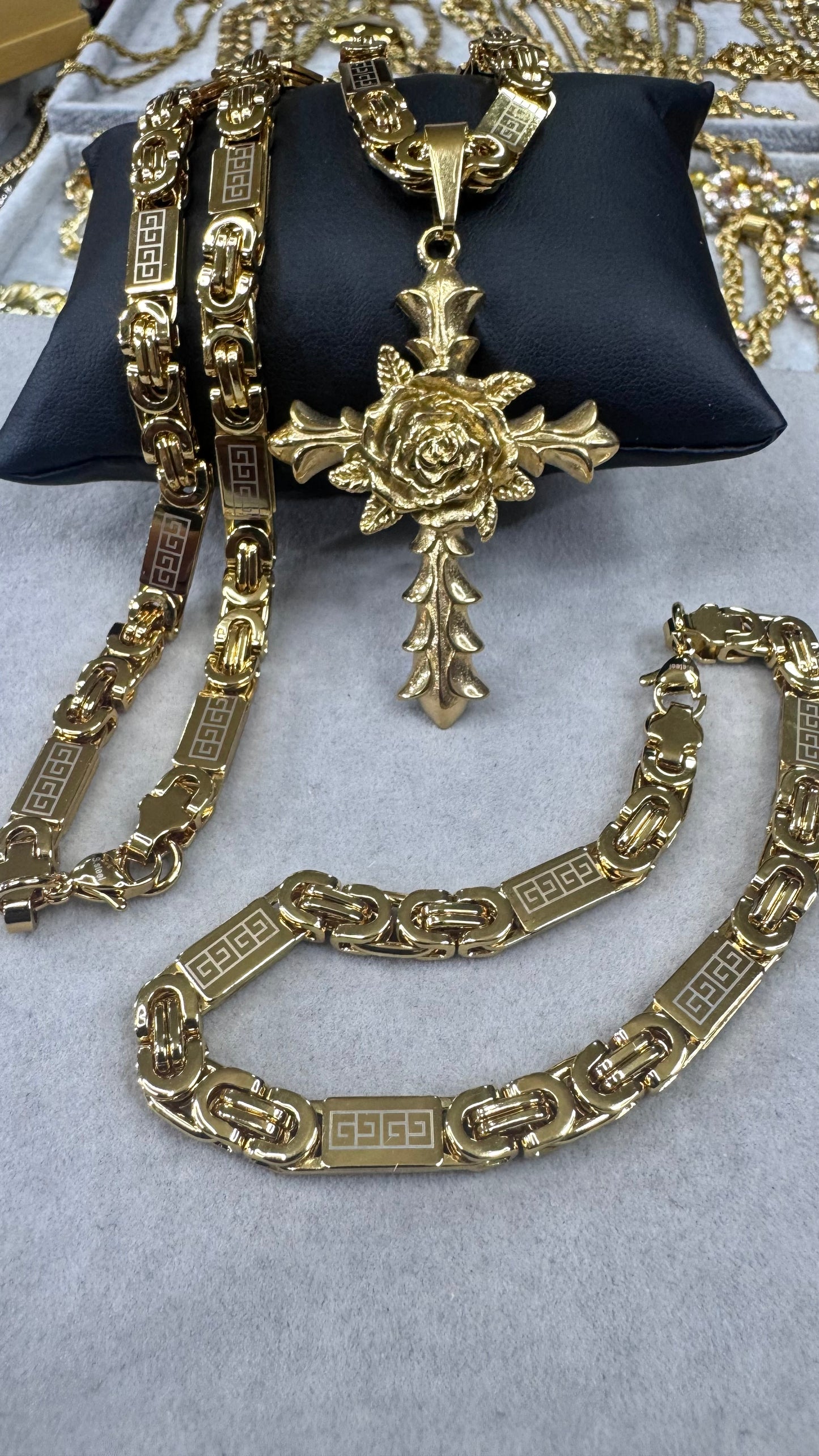 Combo kit piastra croce Rosa acciaio oro  *267