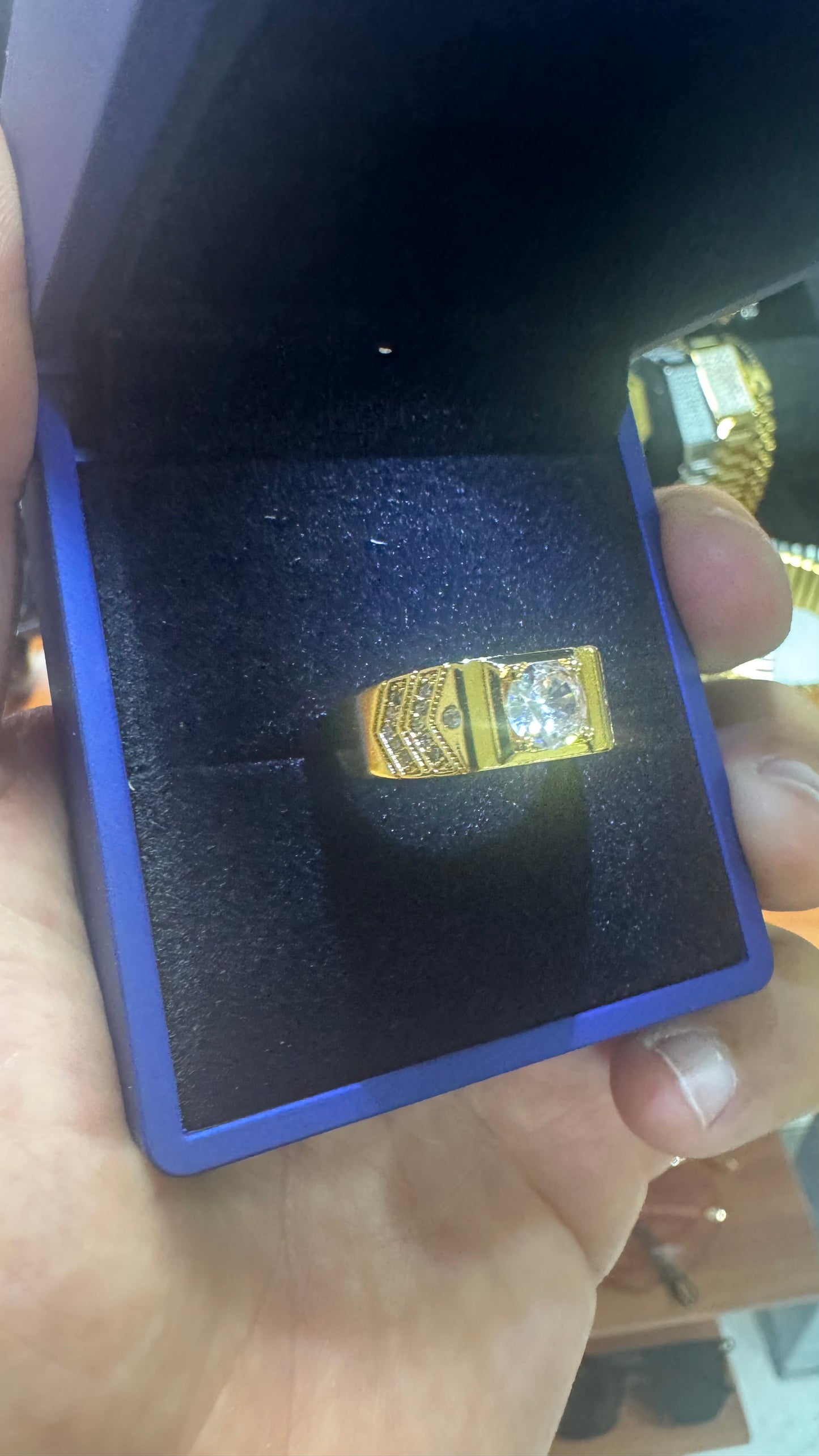 Anello solitario argento oro *58