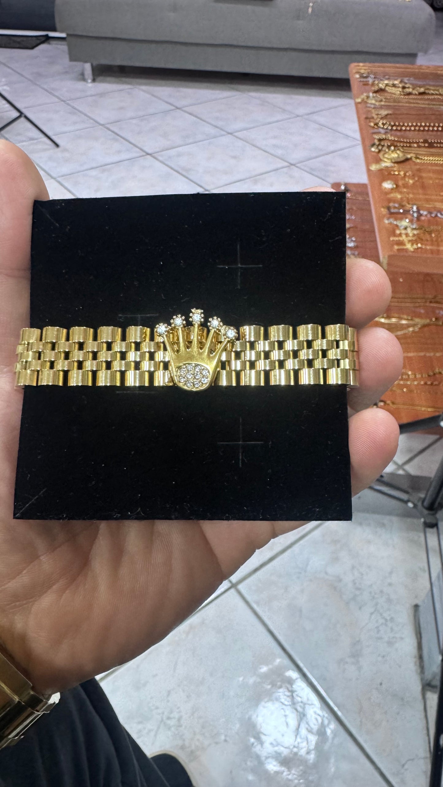 Bracciale giubileo corona acciaio oro*50