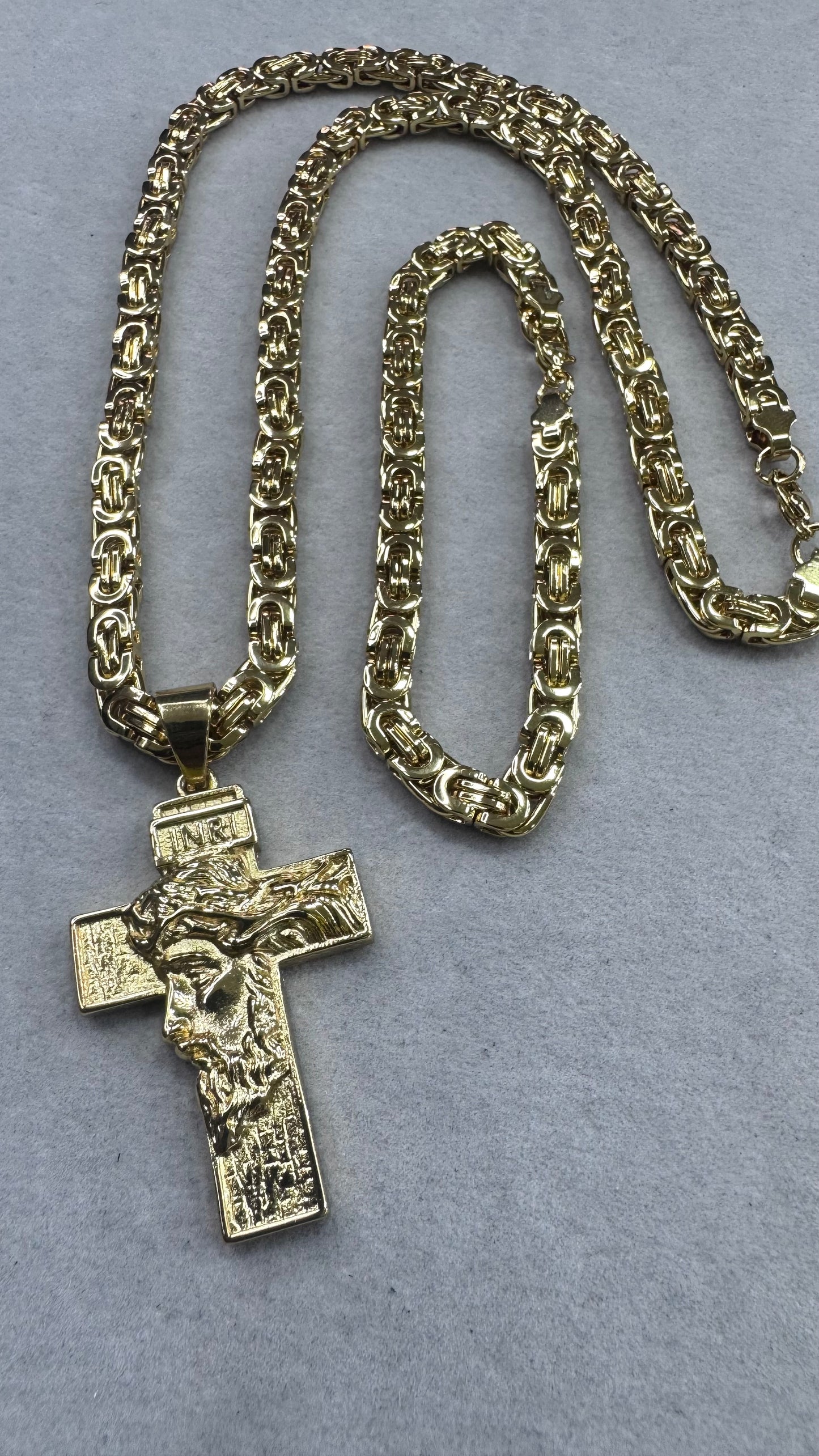 Combo Kit croce Gesù acciaio oro *237