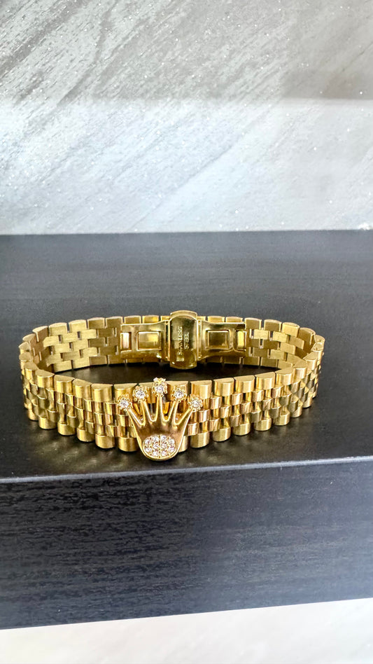 Bracciale modello giubileo 18 mm acciaio oro *64