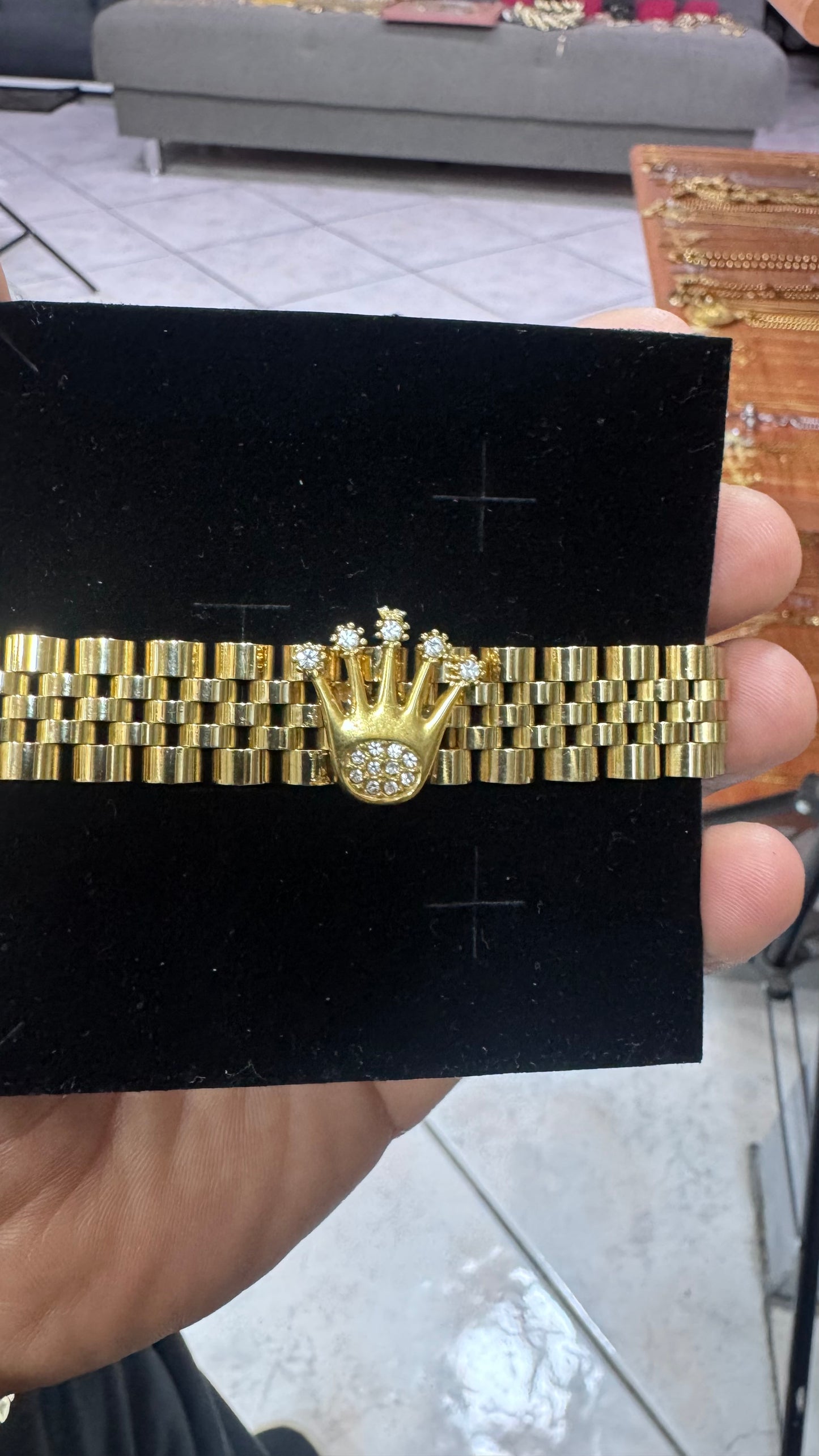 Bracciale giubileo corona acciaio oro*50