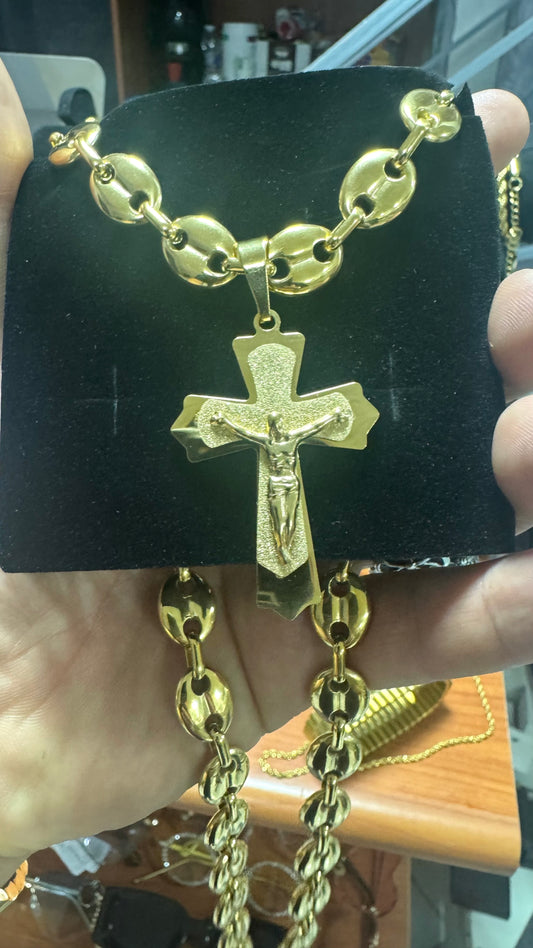 Combo Kit acciaio oro croce *110