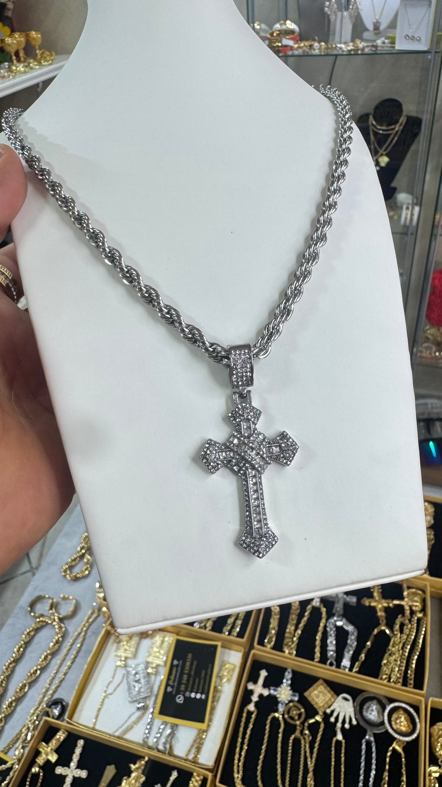 Combo kit croce Pave Acciaio argento*164
