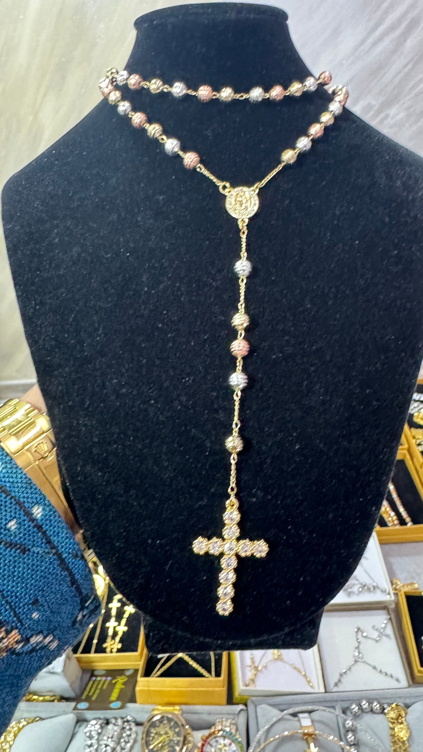 Rosario martellato gold acciaio *33