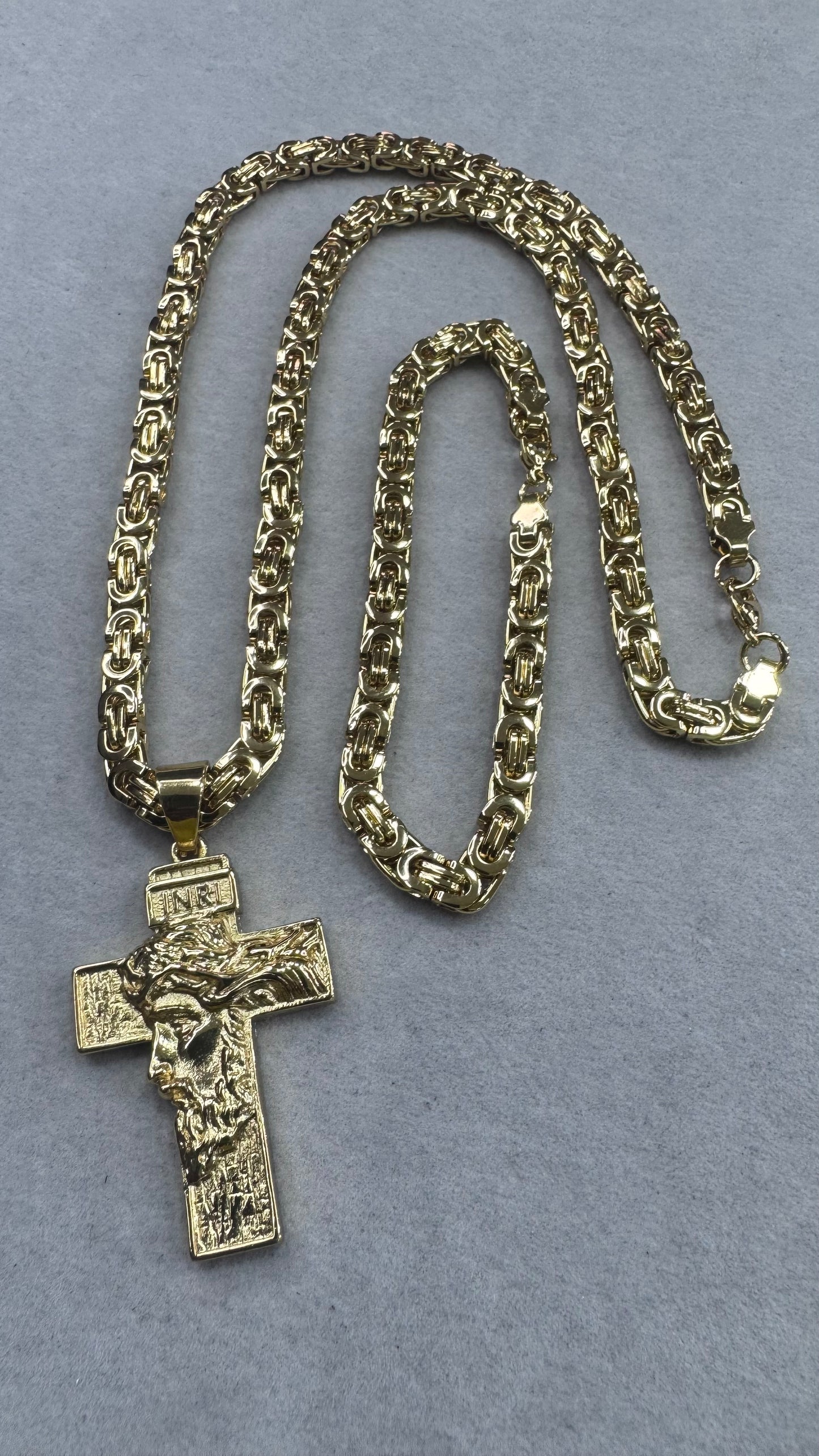Combo Kit croce Gesù acciaio oro *237