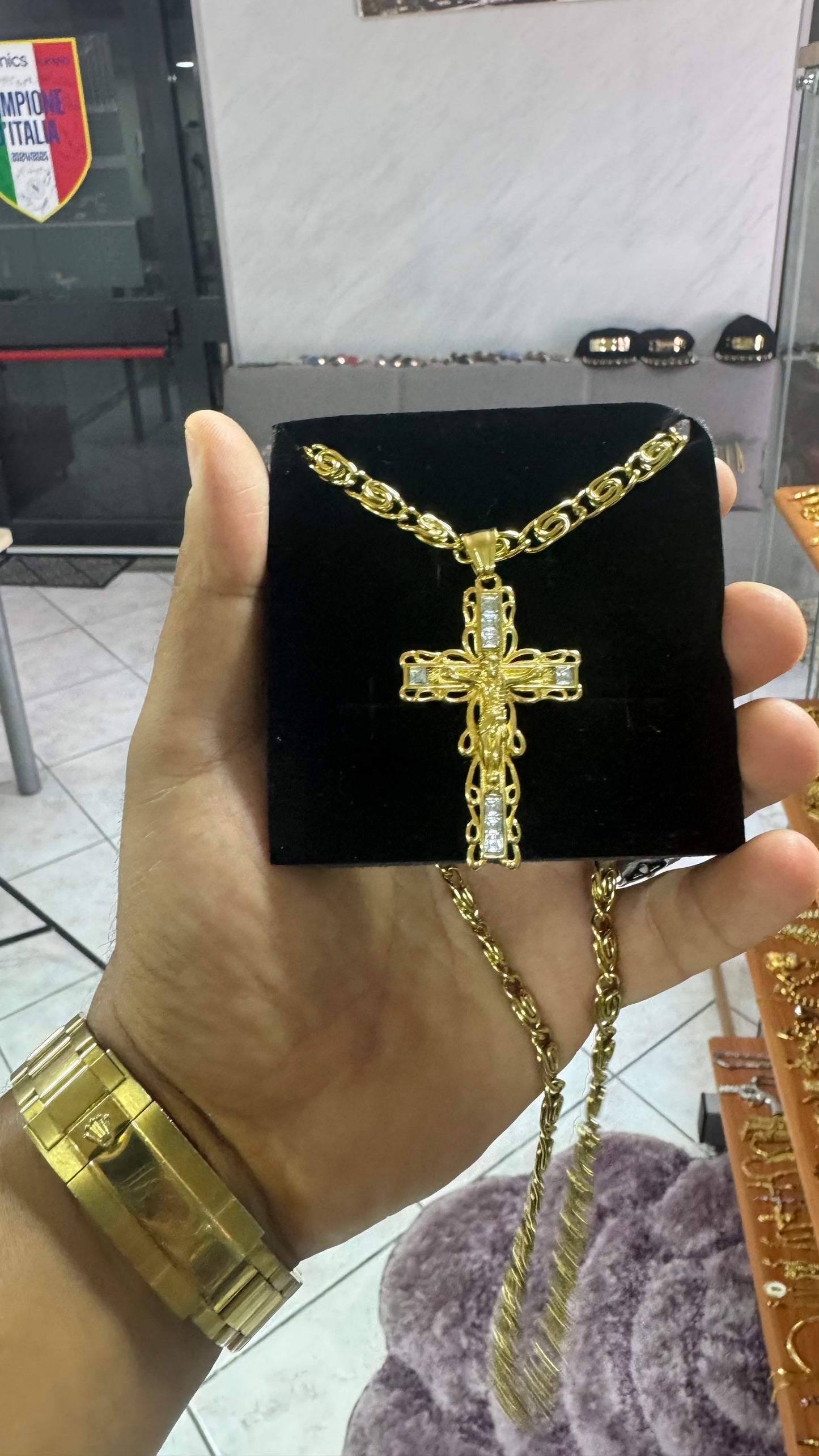 Combo kit croce acciaio oro *141