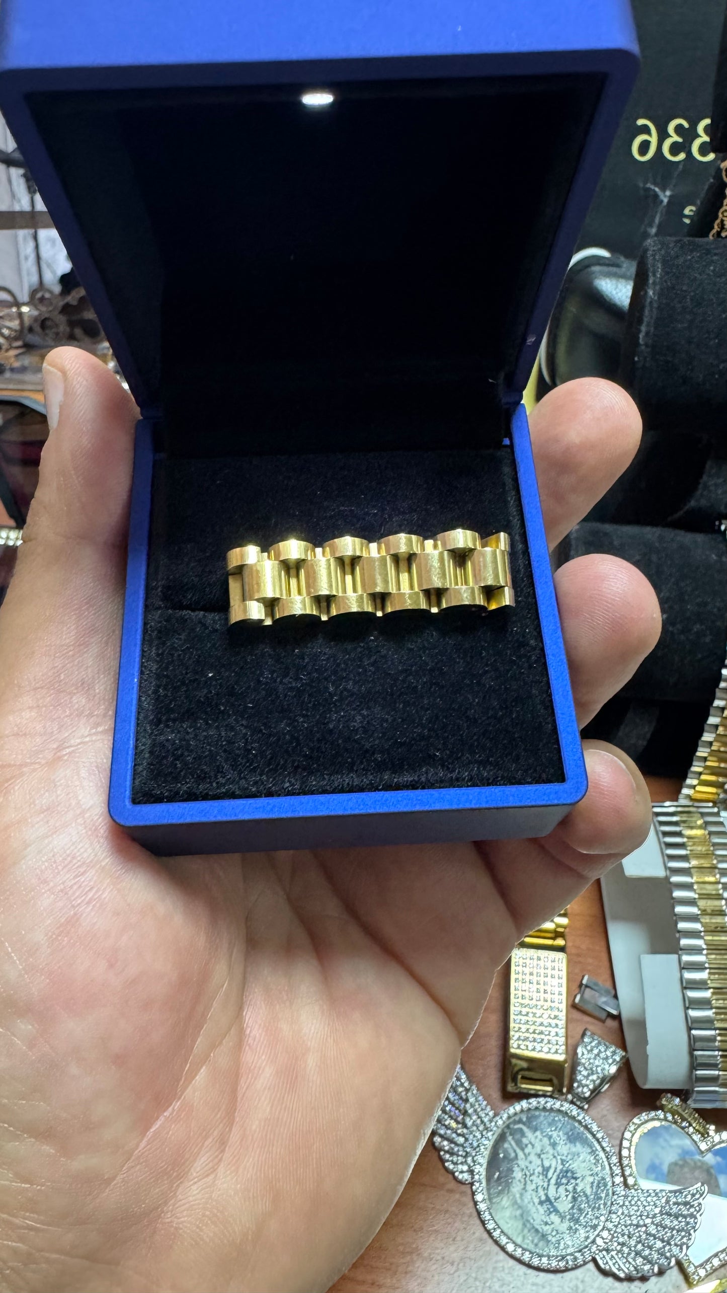 Anello acciaio oro *54