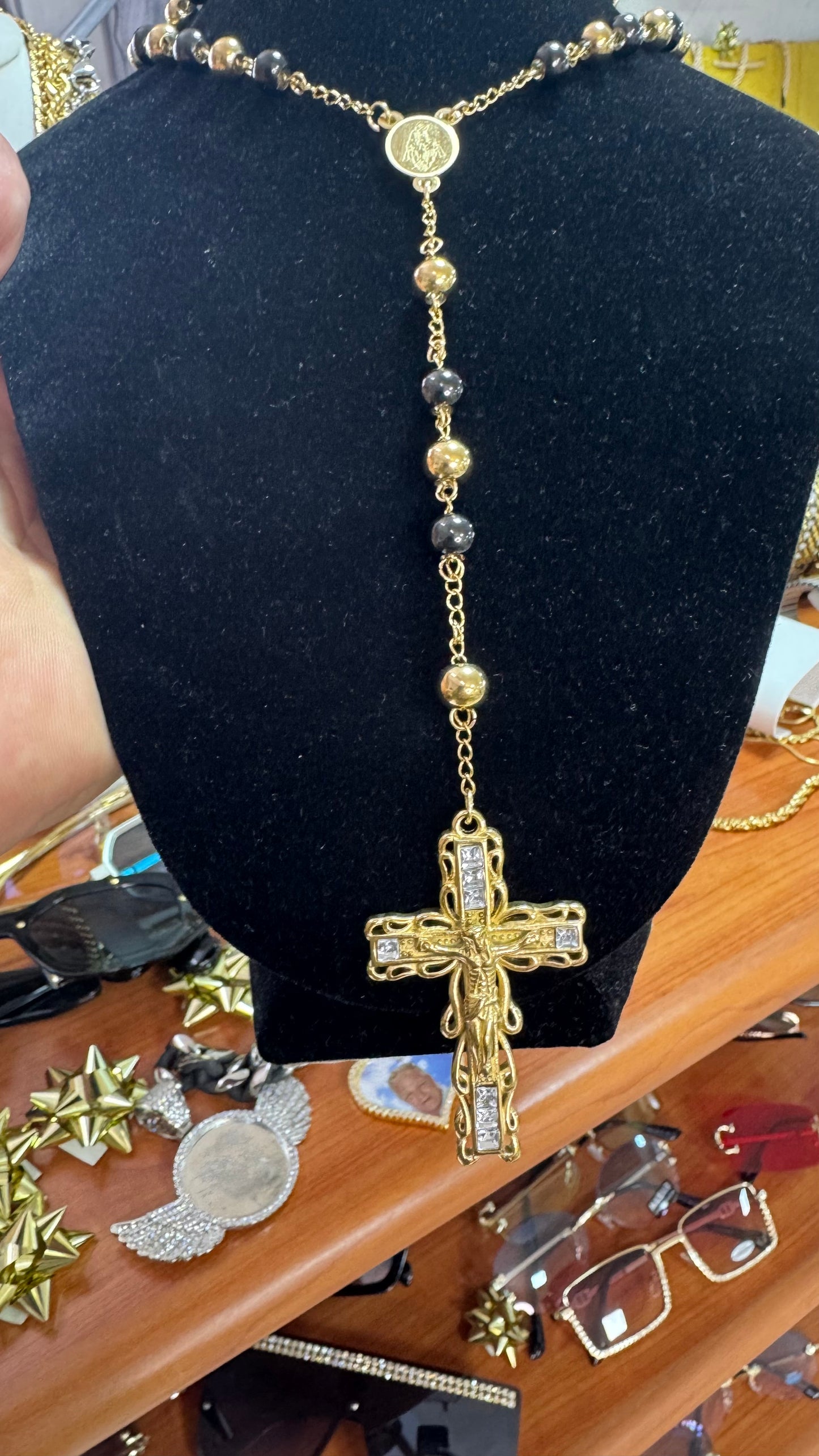 Rosario oro e nero acciaio *22