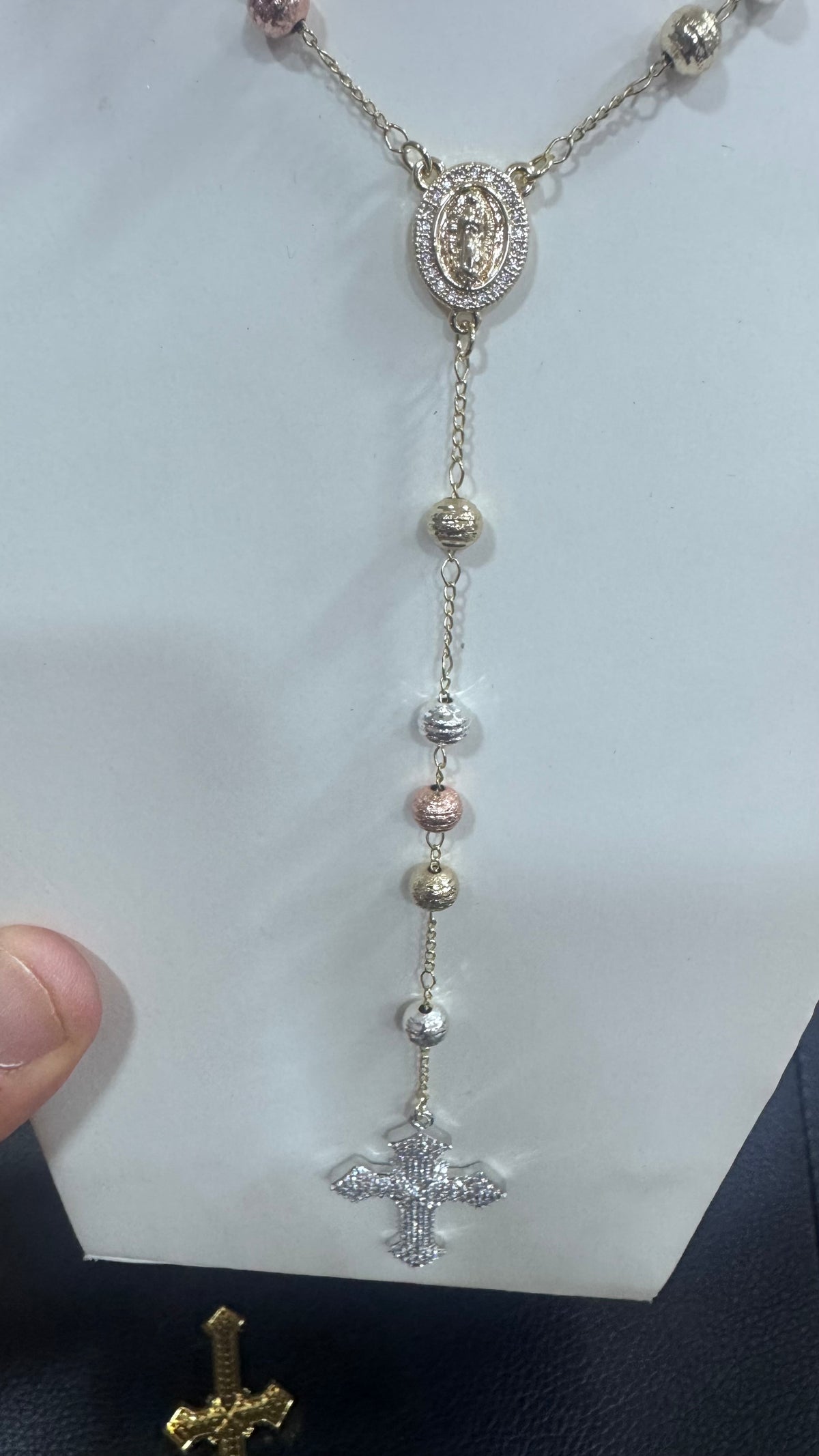 Rosario 6 mm MILLELUCI acciaio ottone croce geolier *4466